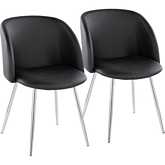 Fran Dining Accent Chair in Chrome & Black Leatherette (Set of 2)